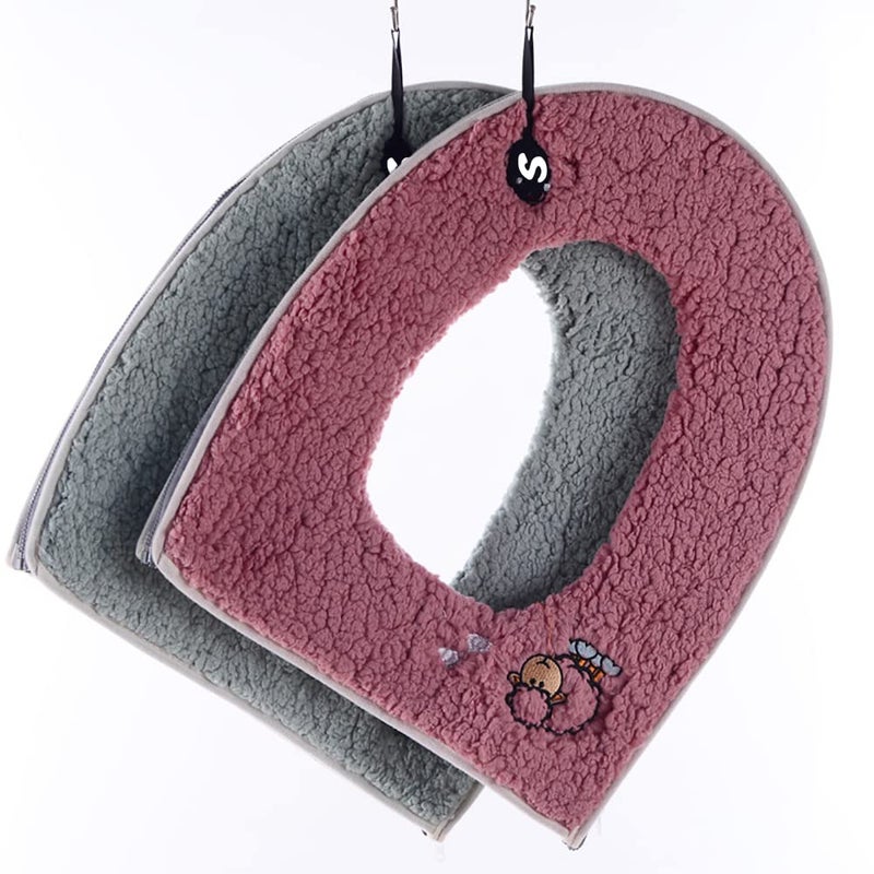 CIZZ Warm Plush Washable Thicken Toilet Seat Cover Pads Mat with Handle and Zipper Red - Image 5
